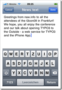 Screenshot: TYPO3 iPhone App (1)