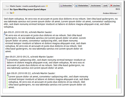 Screenshot: QuoteCollapse für Mozilla Thunderbird