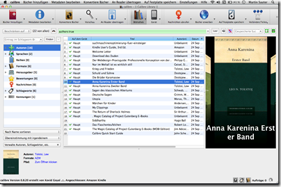 Screenshot: Calibre auf Mac OS