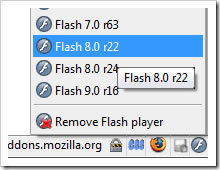 Screenshot: Flash Switcher Addon für Firefox