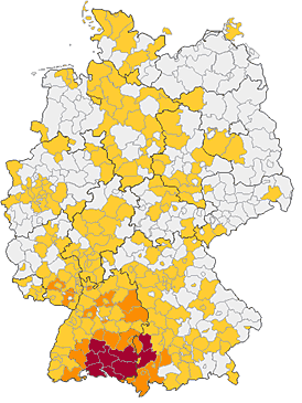 Karte: Häufigkeit eines Familiennamens pro Landkreis